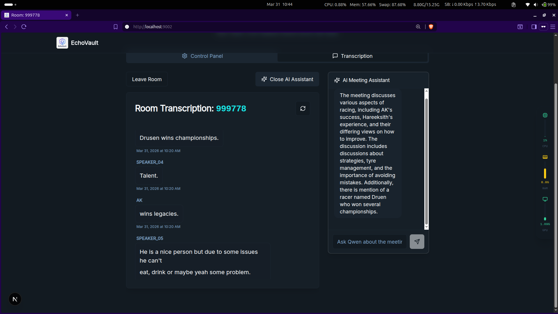 EchoVault Web Dashboard